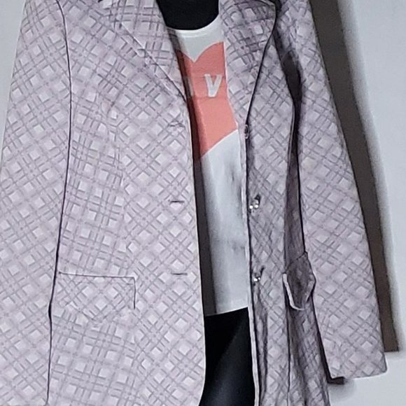 Vintage 70s Pink and Grey Plaid Poly Blazer by Country Set Sz Small - Picture 5 of 15